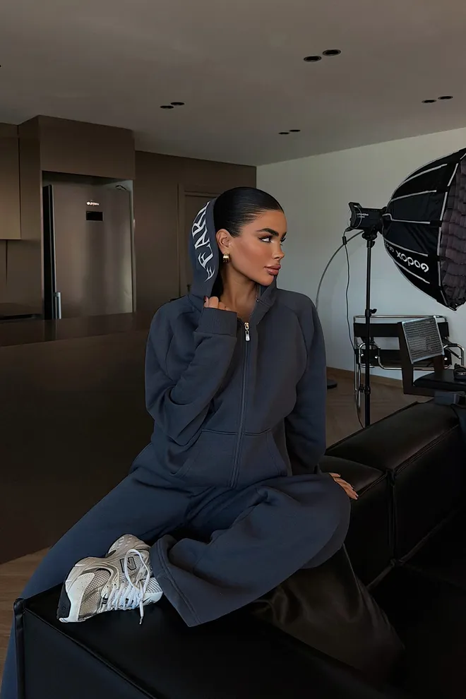 EYYO ATELIER Анцуг Комплект Морскосиньо Свободен Ежедневен Спортен Комплект Дрехи на едро Свободно време