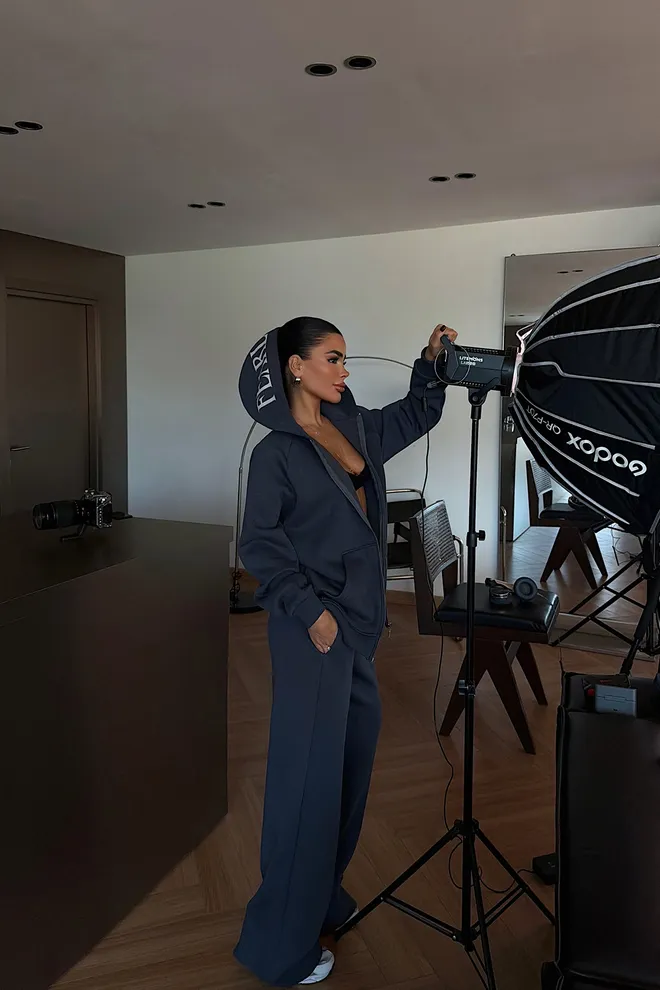 EYYO ATELIER Tepláková Súprava Navy Blue Voľný Casual Športový Set Veľkoobchod s oblečením Skromný