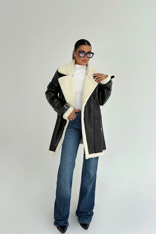 EYYO ATELIER Preto Blazer Double Breasted Jaqueta Roupas por atacado Casual