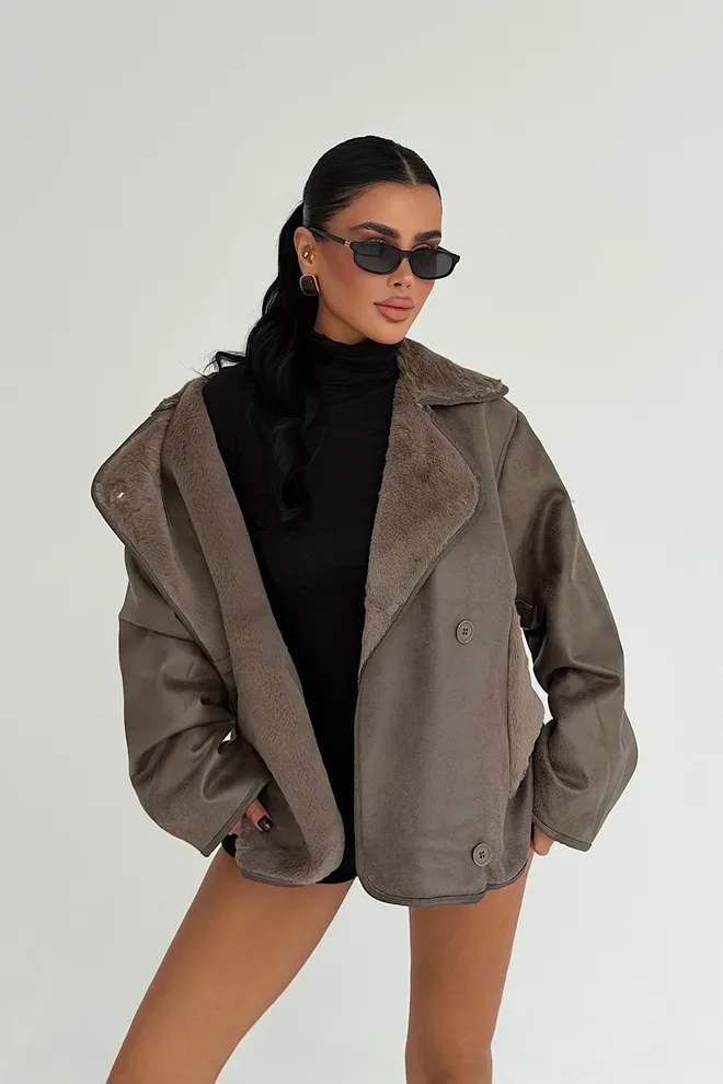 EYYO ATELIER Jaqueta Castanho Blazer Double Breasted Roupas por atacado Casual