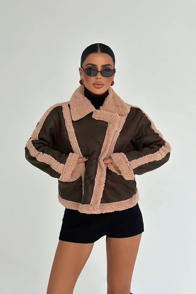 EYYO ATELIER Jaqueta Castanho Motoqueiro Roupas por atacado Casual