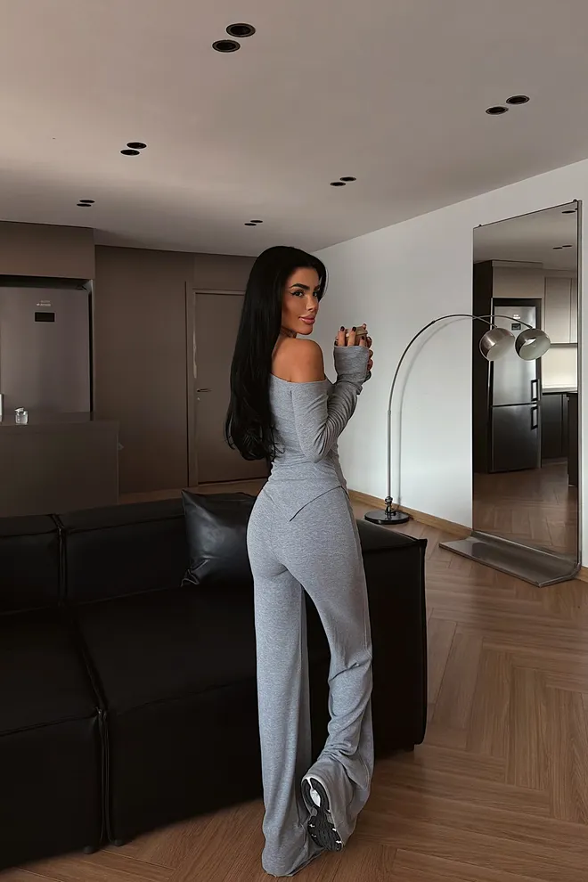 EYYO ATELIER Sivý Priliehavý Strih Sexy Neformálny Elegantný Oblek Veľkoobchod s oblečením Jar