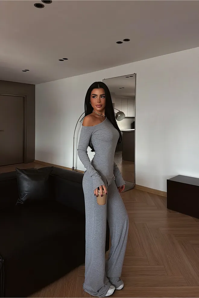 EYYO ATELIER Sivý Priliehavý Strih Sexy Neformálny Elegantný Oblek Veľkoobchod s oblečením 1