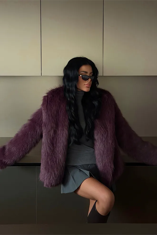 EYYO ATELIER سترة الفراء أرجواني داكن ملابس بالجملة 1