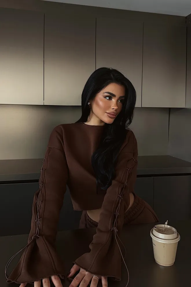 EYYO ATELIER Brązowy Casual Sport Odzież Uliczna Skromny Garnitur Hurtowa sprzedaż odzieży Wiosna