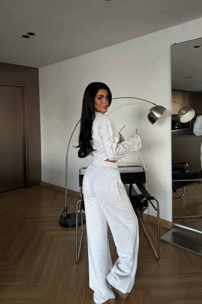 EYYO ATELIER Szary Casual Sportowy Garnitur Z Zakładanym Zapięciem Hurtowa sprzedaż odzieży Sportowy