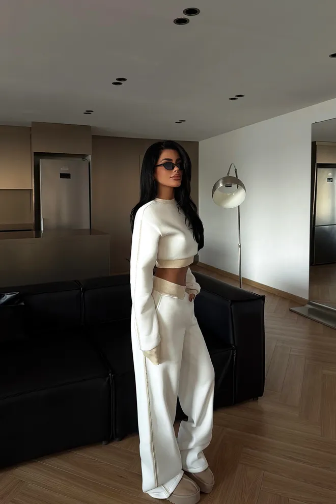 EYYO ATELIER Donji Dio Trenirke Bijela Ležerni Sport Veleprodaja odjeće Lounge