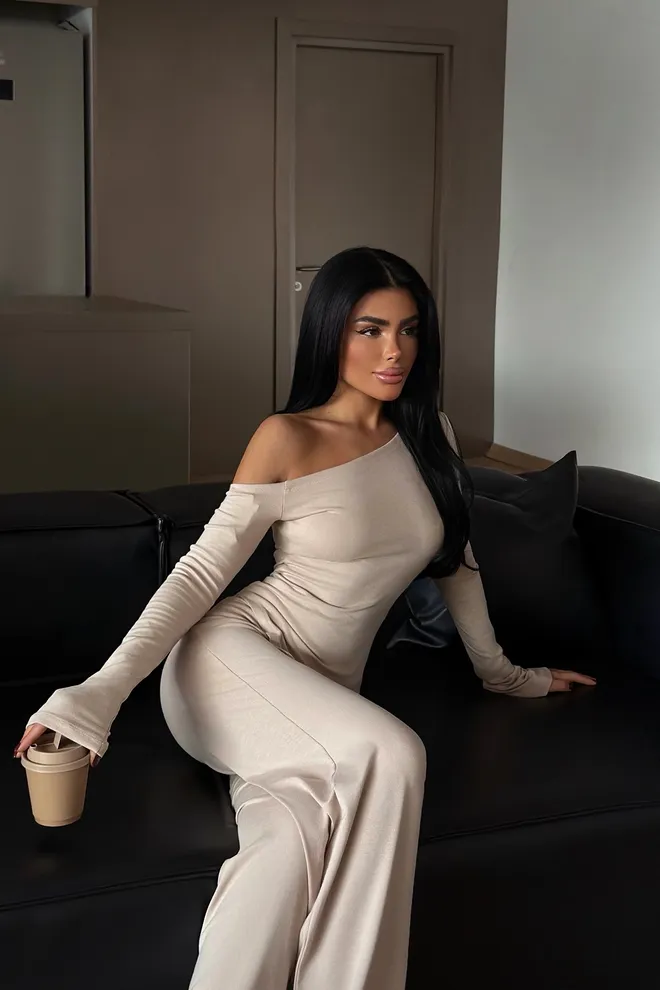 EYYO ATELIER Beige Elegant Fitted Suit With Wide Leg Palazzo Pants Wholesale Clothing Work