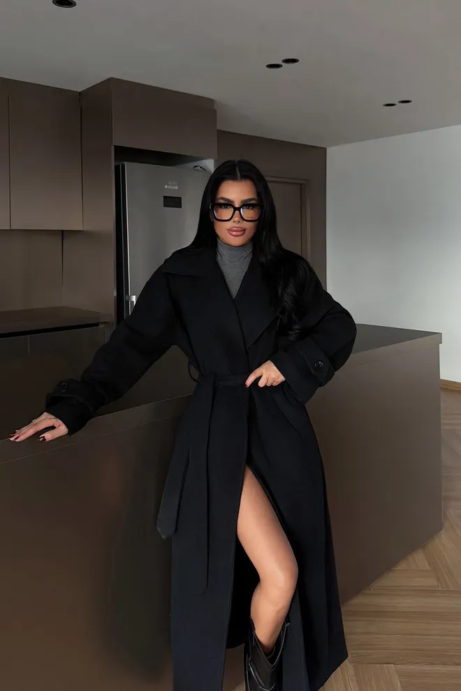 EYYO ATELIER Casaco Envelope Elegante Formal Preto Roupas por atacado Casual