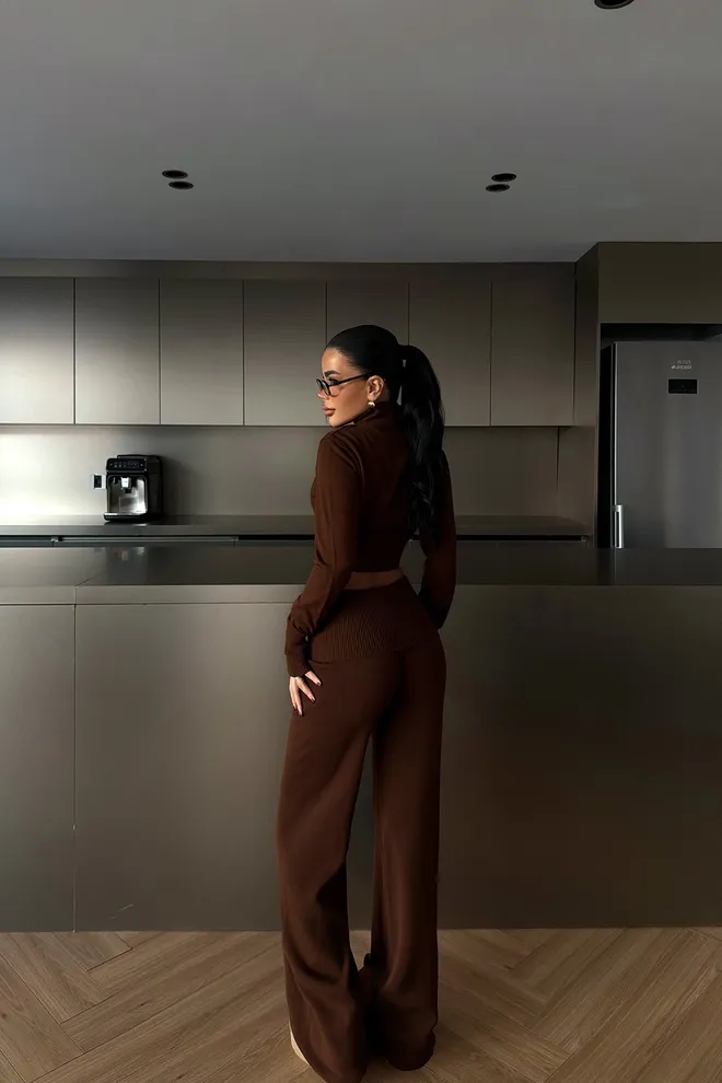 EYYO ATELIER Brown Casual Sport Elegant Suit Wholesale Clothing Spring