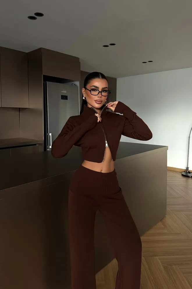 EYYO ATELIER Brown Casual Sport Elegant Suit Wholesale Clothing 1