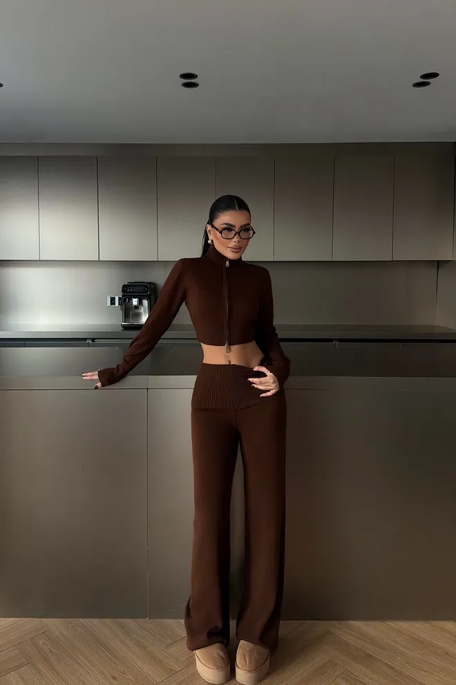 EYYO ATELIER Brown Casual Sport Elegant Suit Wholesale Clothing Lounge