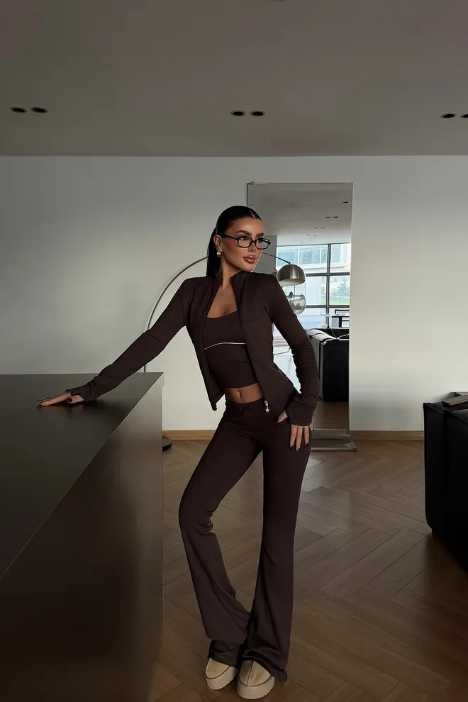 EYYO ATELIER Brown Slim Fit Sport Casual Elegant Suit Wholesale Clothing Casual