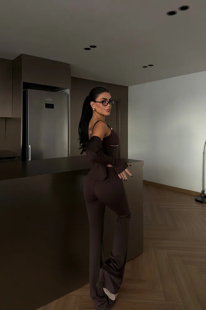 EYYO ATELIER Brown Slim Fit Sport Casual Elegant Suit Wholesale Clothing Lounge