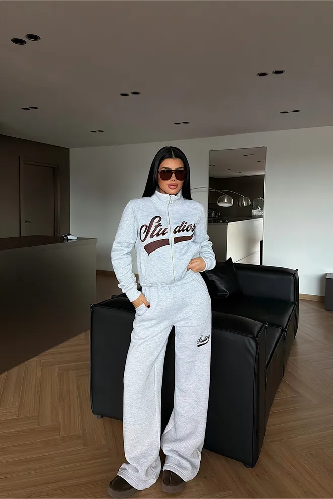 EYYO ATELIER Grey Tracksuit Casual Sport Streetwear Jogger Wholesale Clothing Casual