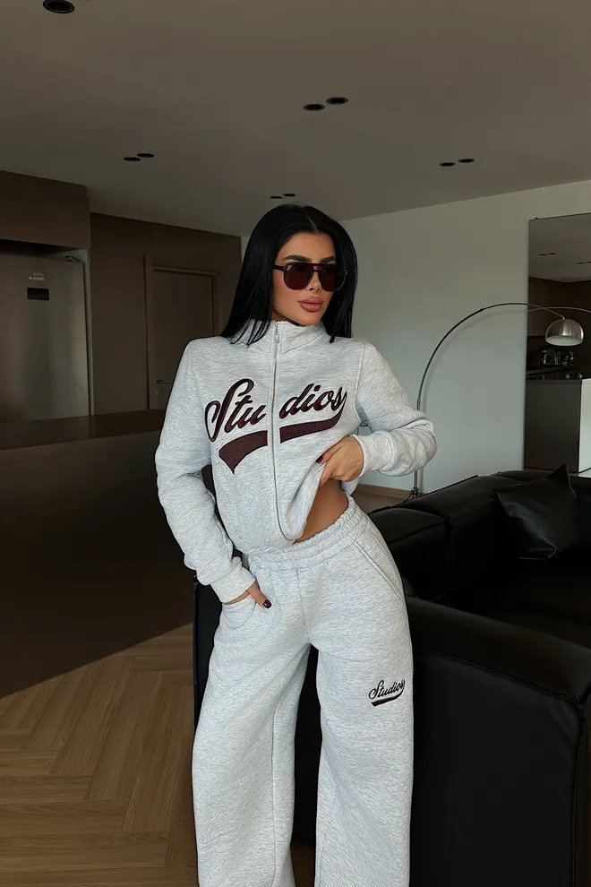 EYYO ATELIER Γκρι Αθλητική Φόρμα Casual Αθλητικό Streetwear Τζόγκερ Χονδρικό εμπόριο ενδυμάτων 1