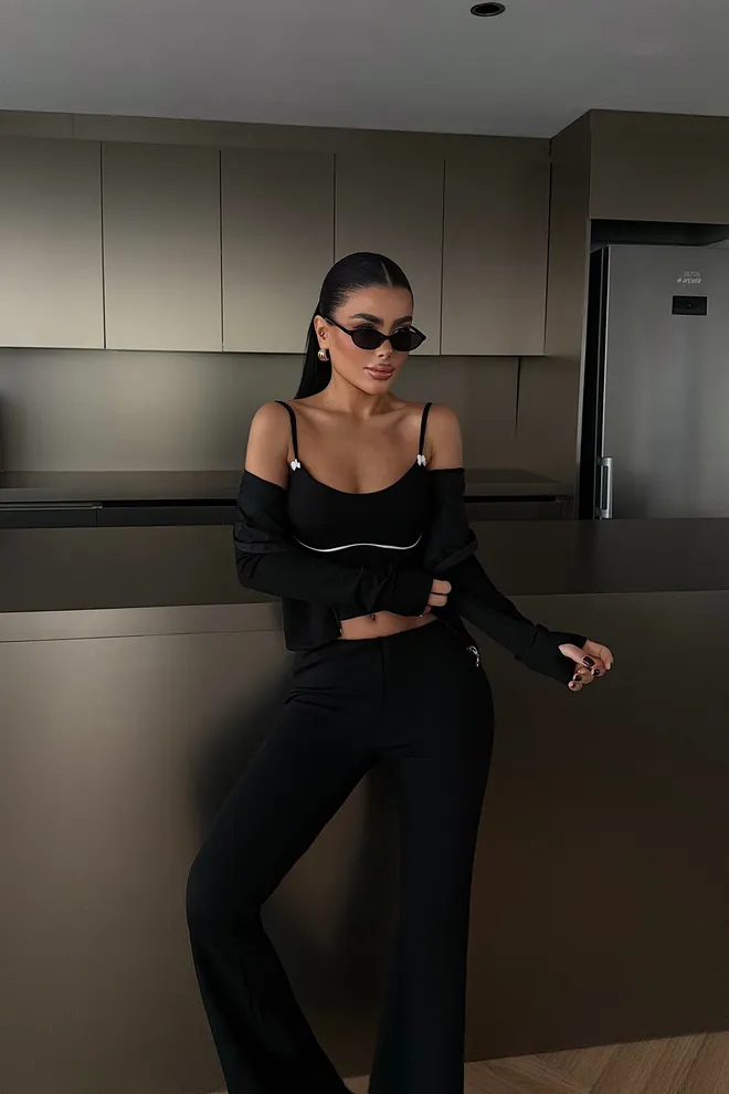 EYYO ATELIER Black Slim Fit Zip Up Long Sleeve Suit Wholesale Clothing 1