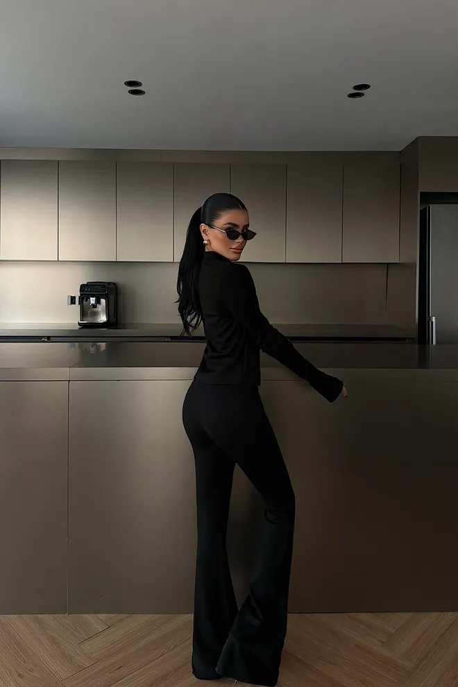 EYYO ATELIER Black Slim Fit Zip Up Long Sleeve Suit Wholesale Clothing Spring