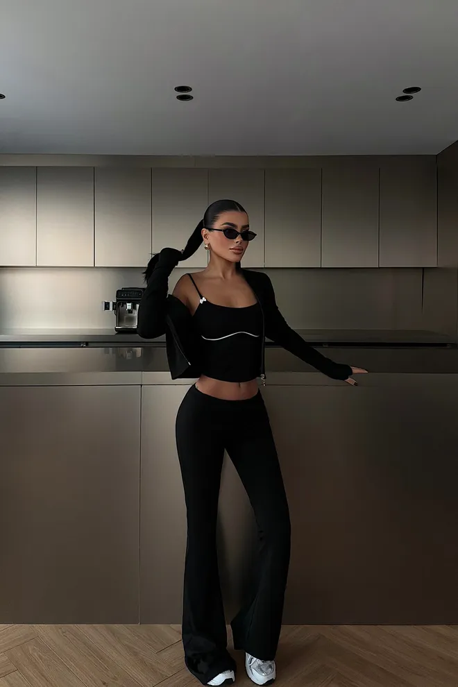 EYYO ATELIER Black Slim Fit Zip Up Long Sleeve Suit Wholesale Clothing Casual