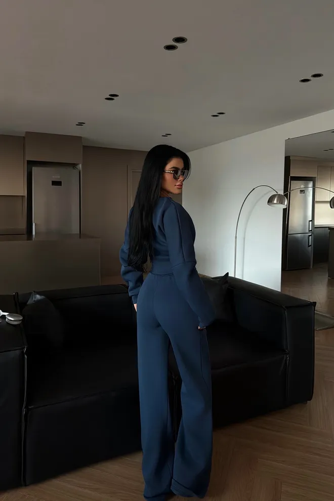 EYYO ATELIER Navy Blue Tracksuit For Casual And Sport Wholesale Clothing Spring