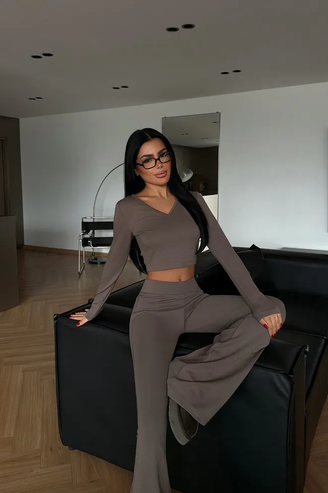 EYYO ATELIER Brown Casual Sport Elegant Suit Wholesale Clothing Lounge