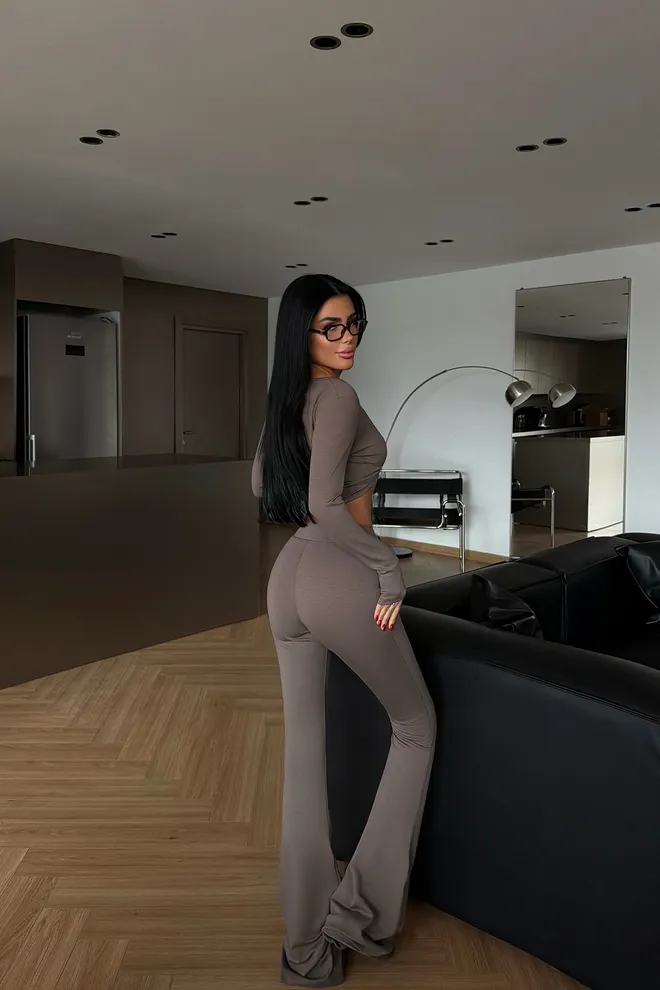 EYYO ATELIER Brown Casual Sport Elegant Suit Wholesale Clothing Spring