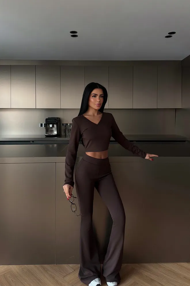 EYYO ATELIER Traje Marrón Casual Deportivo Elegante Ropa al por mayor Casual