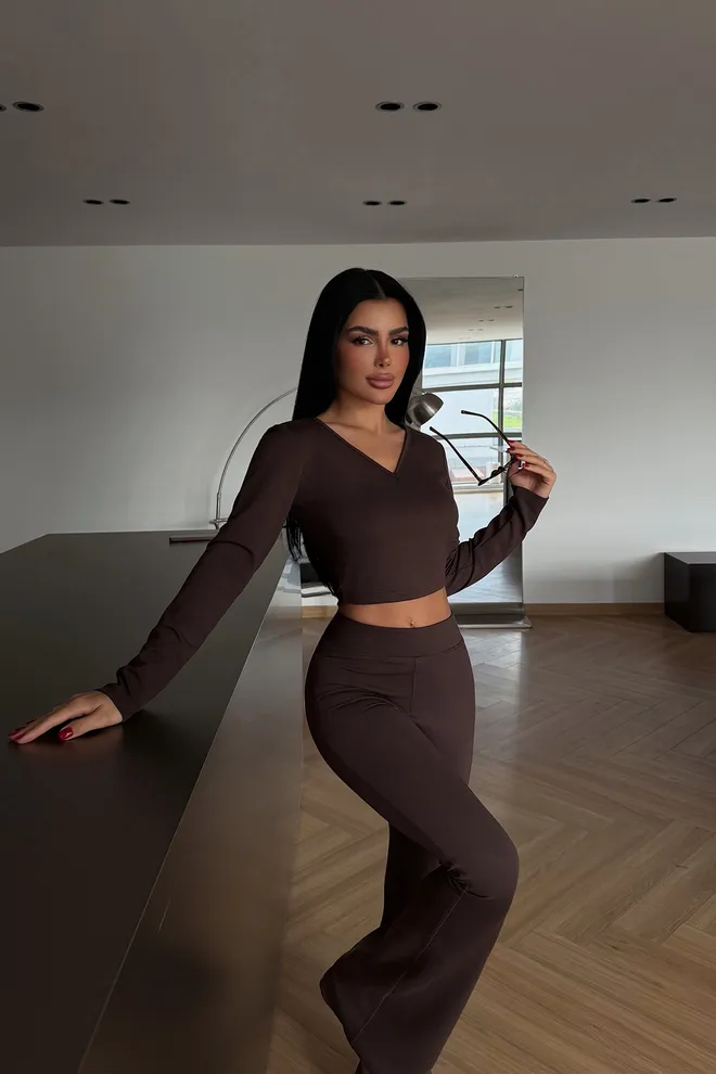 EYYO ATELIER Brown Casual Sporty Elegant Suit Wholesale Clothing Lounge