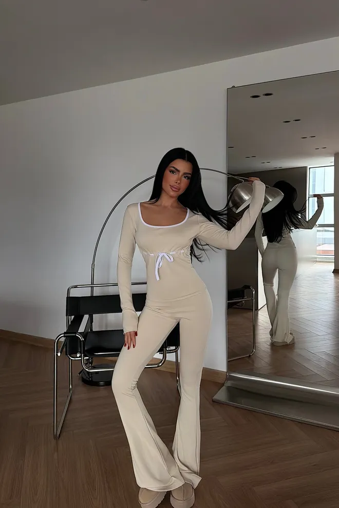 EYYO ATELIER Beige Slim Fit Casual Tie Suit Wholesale Clothing Casual