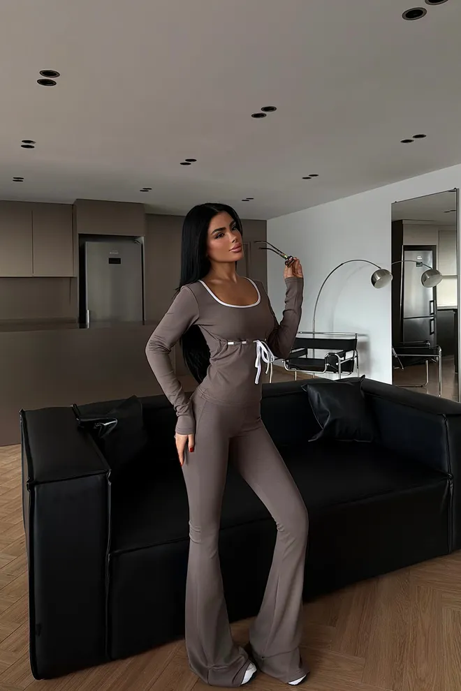 EYYO ATELIER Brown Slim Fit Casual Sport Suit Wholesale Clothing 1