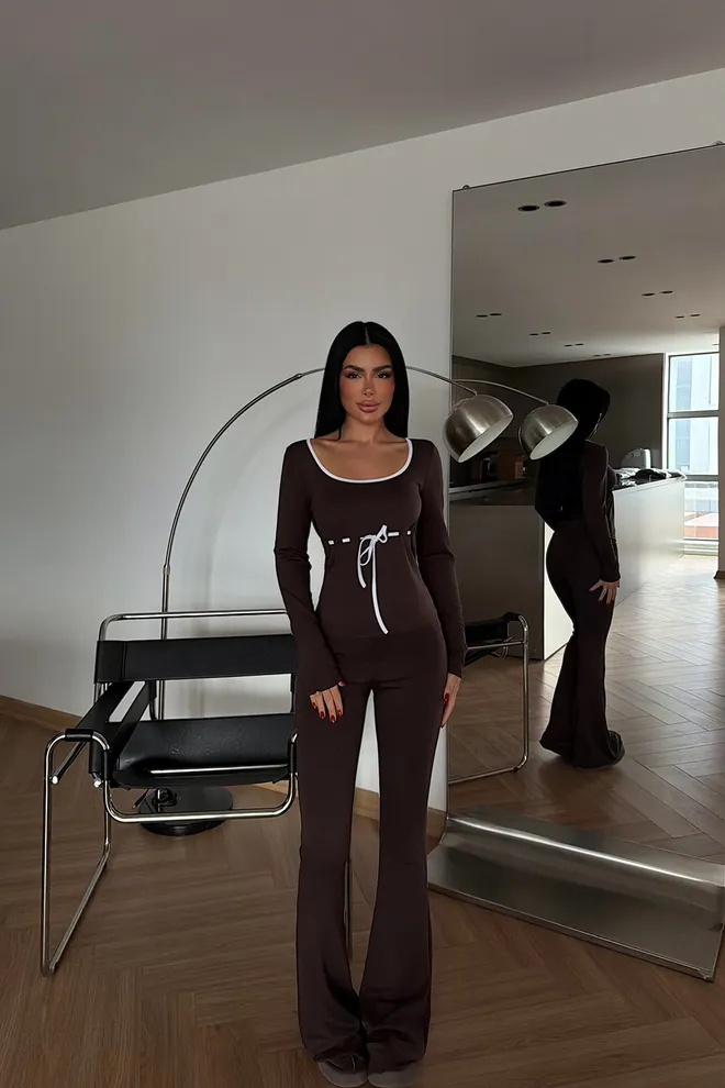 EYYO ATELIER Smeđa Ležerni Seksi Elegantan Odijelo Veleprodaja odjeće 1