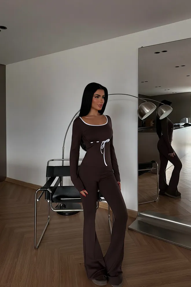 EYYO ATELIER Smeđa Ležerni Seksi Elegantan Odijelo Veleprodaja odjeće Posao