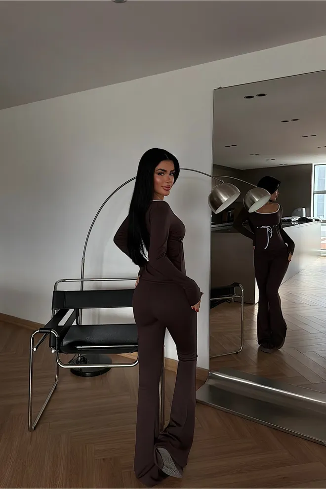 EYYO ATELIER Smeđa Ležerni Seksi Elegantan Odijelo Veleprodaja odjeće Proljeće