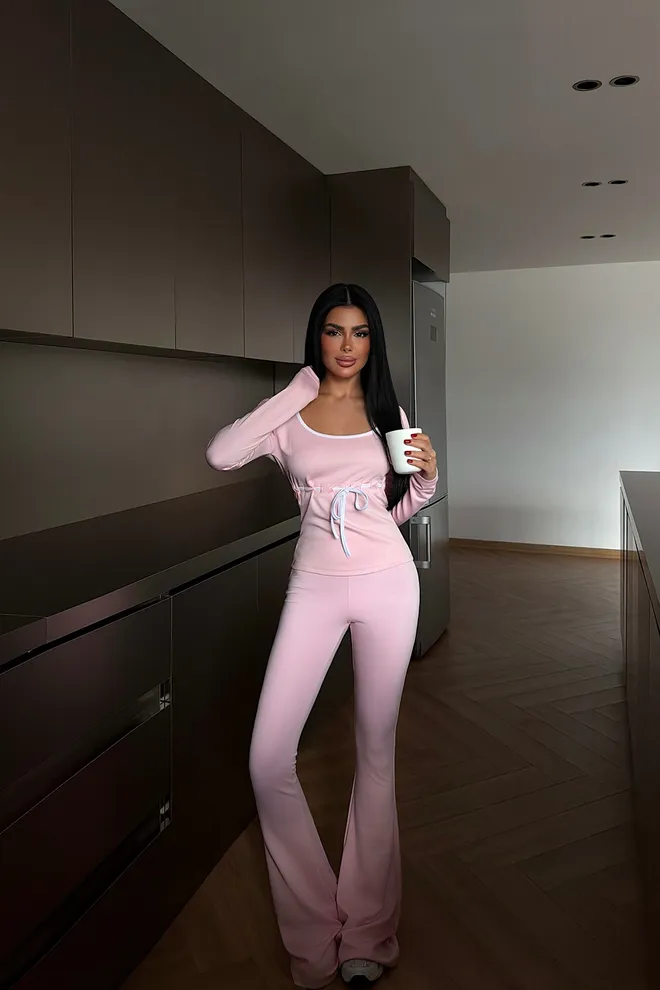 EYYO ATELIER Traje Deportivo Casual Ajustado Rosa Ropa al por mayor Casual