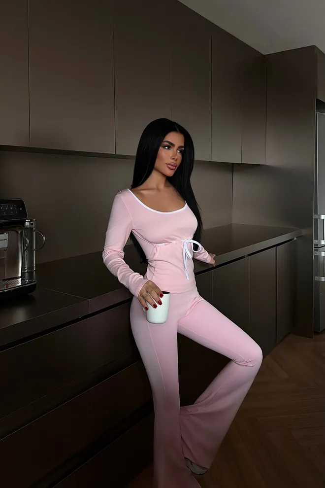 EYYO ATELIER Pink Slim Fit Casual Sport Suit Wholesale Clothing 1