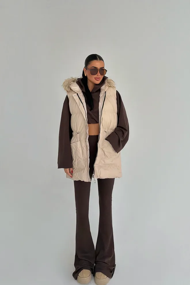 EYYO ATELIER Bege Casual Desporto Colete Roupas por atacado Casual