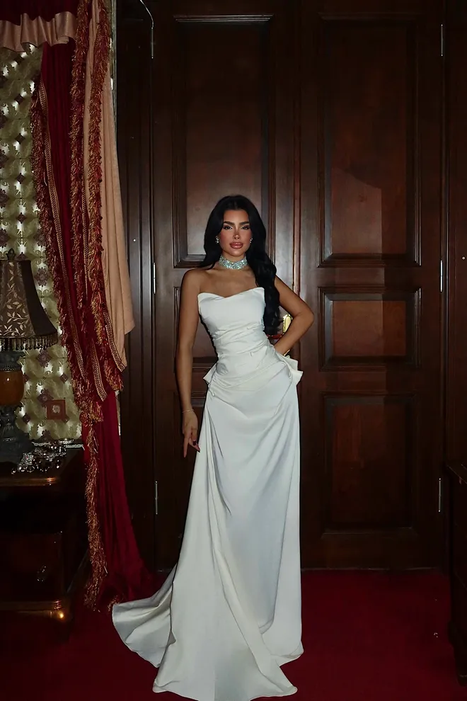 EYYO ATELIER Elegant White Blazer Dress With Sweetheart Neck Wholesale Clothing Formal