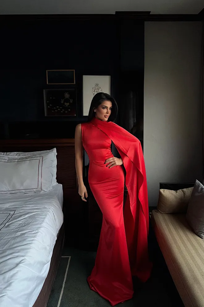 EYYO ATELIER Rochie Roșie Elegantă Glam Draperie Îmbrăcăminte cu ridicata Sexy