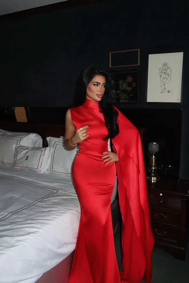 EYYO ATELIER Red Elegant Glam Sheath Dress Wholesale Clothing 1