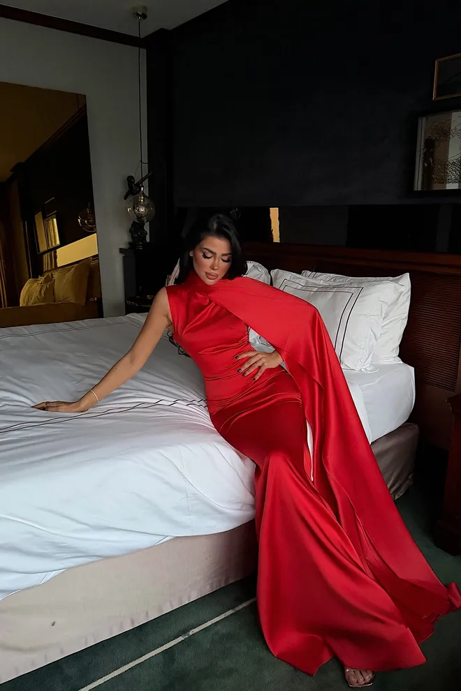 EYYO ATELIER Red Elegant Glam Sheath Dress Wholesale Clothing Christmas