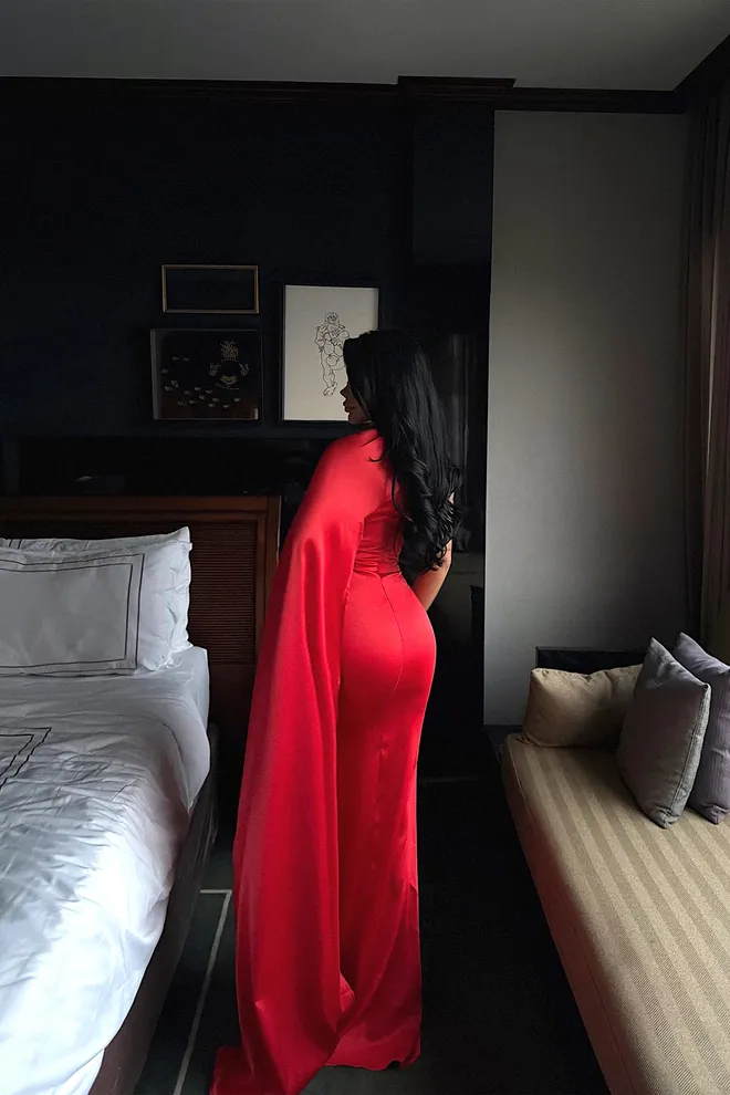 EYYO ATELIER Red Elegant Glam Sheath Dress Wholesale Clothing Spring