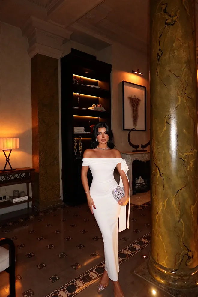 EYYO ATELIER Vestido Midi Blanco Ropa al por mayor Cóctel