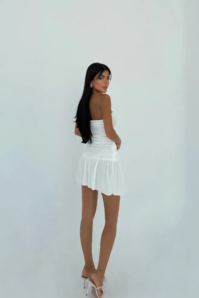 EYYO ATELIER White Strapless Mini Slip Dress Wholesale Clothing Graduation