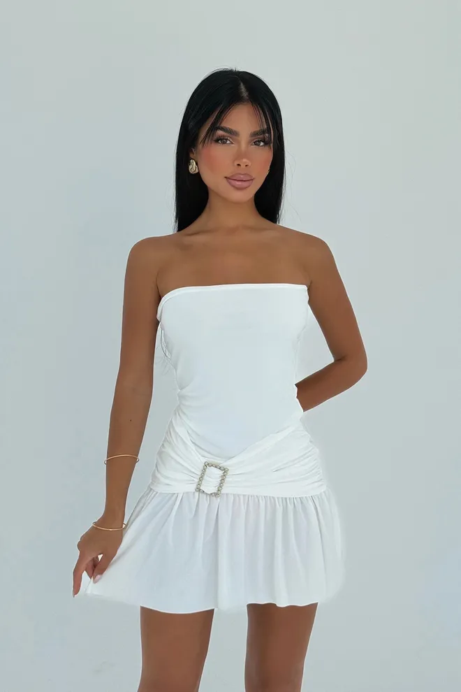 EYYO ATELIER White Strapless Mini Slip Dress Wholesale Clothing Sexy