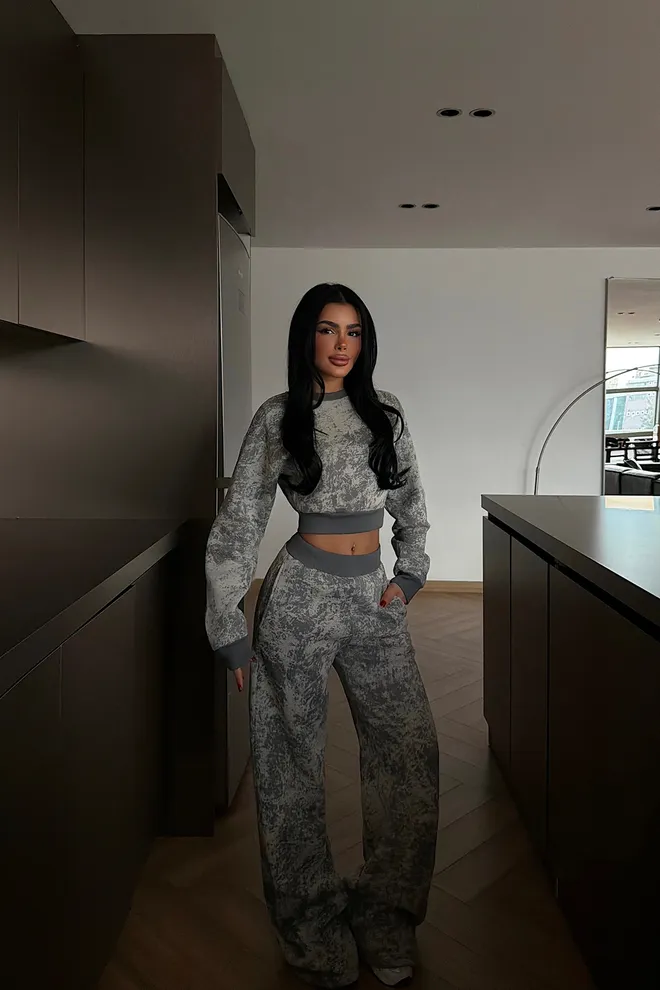 EYYO ATELIER Chándal Gris Con Patrón Pincelada Deportivo Y Casual Ropa al por mayor Casual