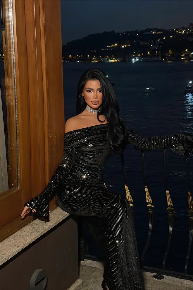 EYYO ATELIER Черное Платье оболочка С Пайетками И Длинными Рукавами С Оборками Оптовая продажа одежды Сексуальный