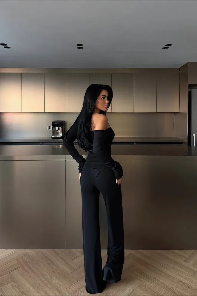 EYYO ATELIER Black Elegant Formal Suit With One Shoulder Neck Wholesale Clothing Spring