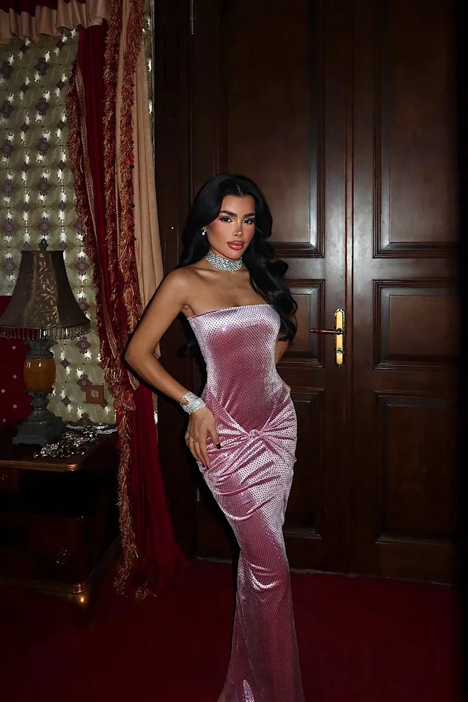 EYYO ATELIER Cor de rosa Sensual Elegante Glamoroso Formal Bainha Vestido Roupas por atacado Sensual