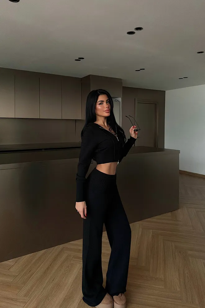 EYYO ATELIER Trening Negru Casual Sportiv Croială Cambrată Jogger Îmbrăcăminte cu ridicata Lejer