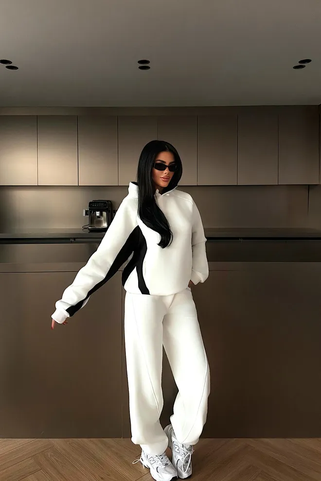 EYYO ATELIER Fato De Treino Branco Com Design De Bloco De Cores Roupas por atacado Casual